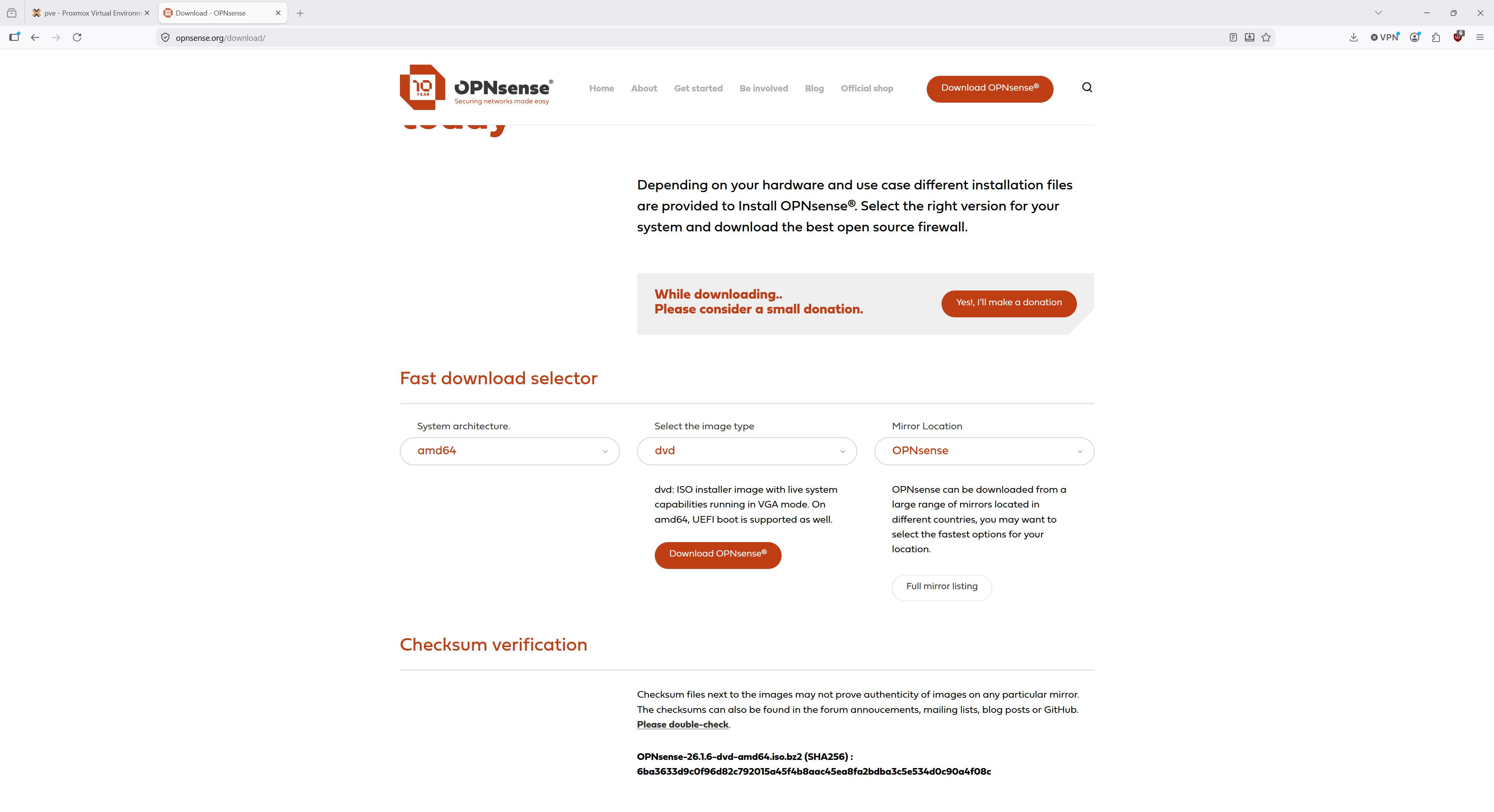 Opnsense mirror selection